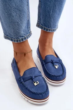Boto Loafersy Damskie|Mokasyny Na Platformie*Mokasyny Damskie Na Platformie Niebieskie Railav