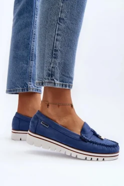 Boto Loafersy Damskie|Mokasyny Na Platformie*Mokasyny Damskie Na Platformie Niebieskie Railav