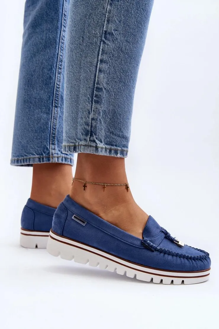 Boto Loafersy Damskie|Mokasyny Na Platformie*Mokasyny Damskie Na Platformie Niebieskie Railav