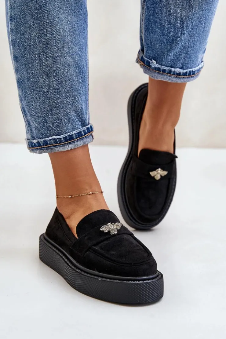 Boto Mokasyny Damskie Na Platformie Czarne Erithine