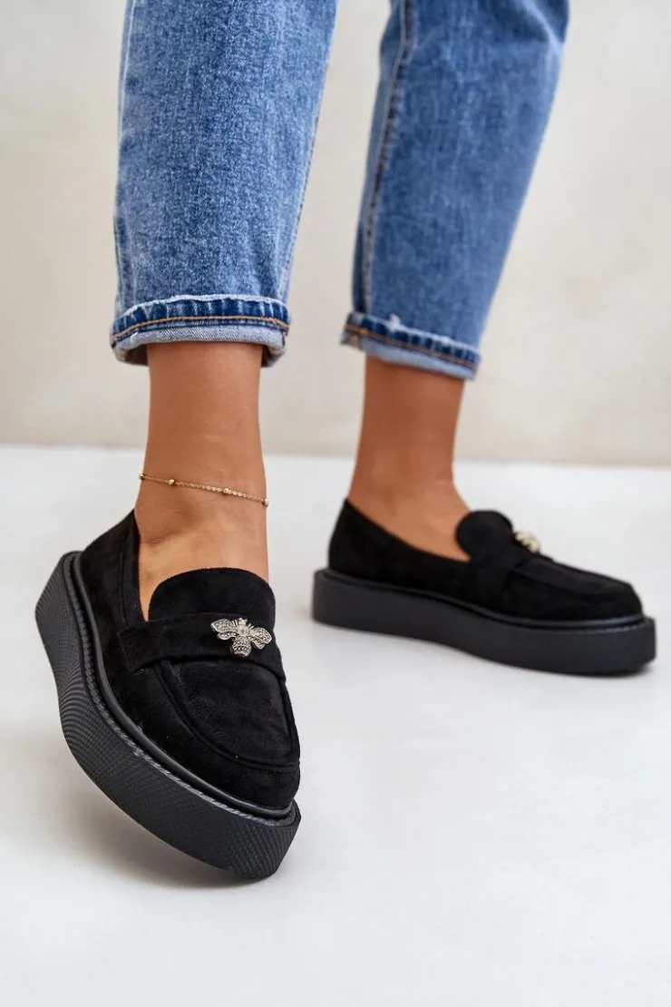 Boto Mokasyny Damskie Na Platformie Czarne Erithine