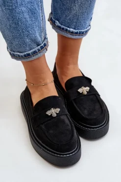 Boto Mokasyny Damskie Na Platformie Czarne Erithine