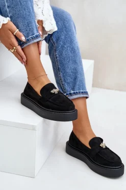 Boto Mokasyny Damskie Na Platformie Czarne Erithine