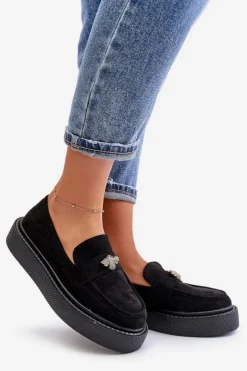 Boto Mokasyny Damskie Na Platformie Czarne Erithine