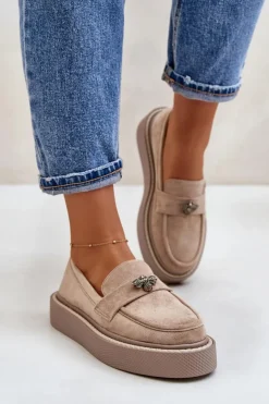 Boto Loafersy Damskie|Mokasyny Na Platformie*Mokasyny Damskie Na Platformie Beżowe Erithine