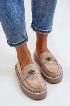 Boto Loafersy Damskie|Mokasyny Na Platformie*Mokasyny Damskie Na Platformie Beżowe Erithine