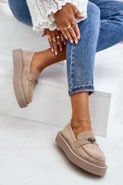 Boto Loafersy Damskie|Mokasyny Na Platformie*Mokasyny Damskie Na Platformie Beżowe Erithine