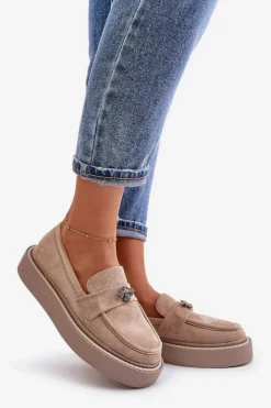 Boto Loafersy Damskie|Mokasyny Na Platformie*Mokasyny Damskie Na Platformie Beżowe Erithine
