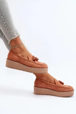 Boto Loafersy Damskie|Mokasyny Na Platformie*Mokasyny Damskie Na Platformie Z Frędzlami Pomarańczowe Mialani