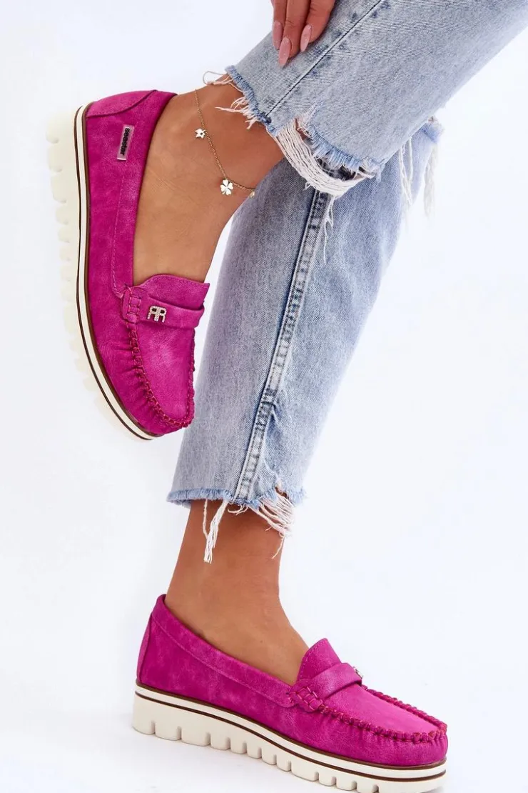 Clearance Boto Mokasyny Damskie Na Platformie Fuksja Mirren