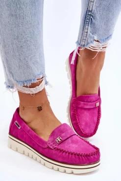 Clearance Boto Mokasyny Damskie Na Platformie Fuksja Mirren