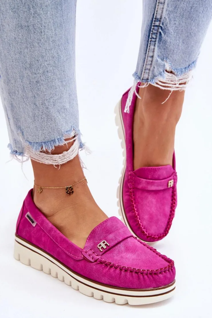 Clearance Boto Mokasyny Damskie Na Platformie Fuksja Mirren