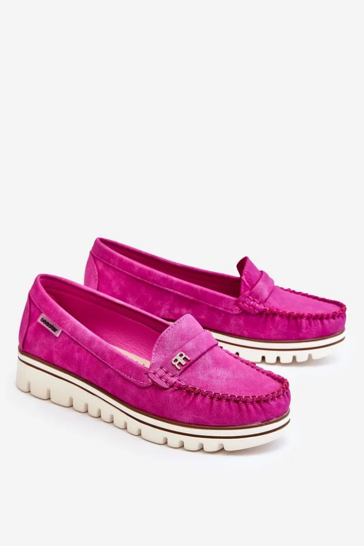 Clearance Boto Mokasyny Damskie Na Platformie Fuksja Mirren