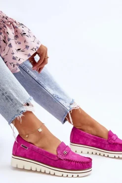 Clearance Boto Mokasyny Damskie Na Platformie Fuksja Mirren