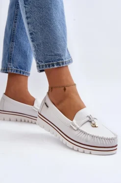 New Boto Mokasyny Damskie Na Platformie Białe Railav