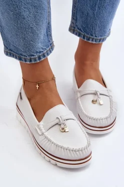 New Boto Mokasyny Damskie Na Platformie Białe Railav