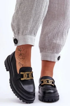 Boto Mokasyny Damskie Skórzane|Mokasyny Na Platformie*Mokasyny Damskie Na Platformie Z Ozdobą Czarne Ameg