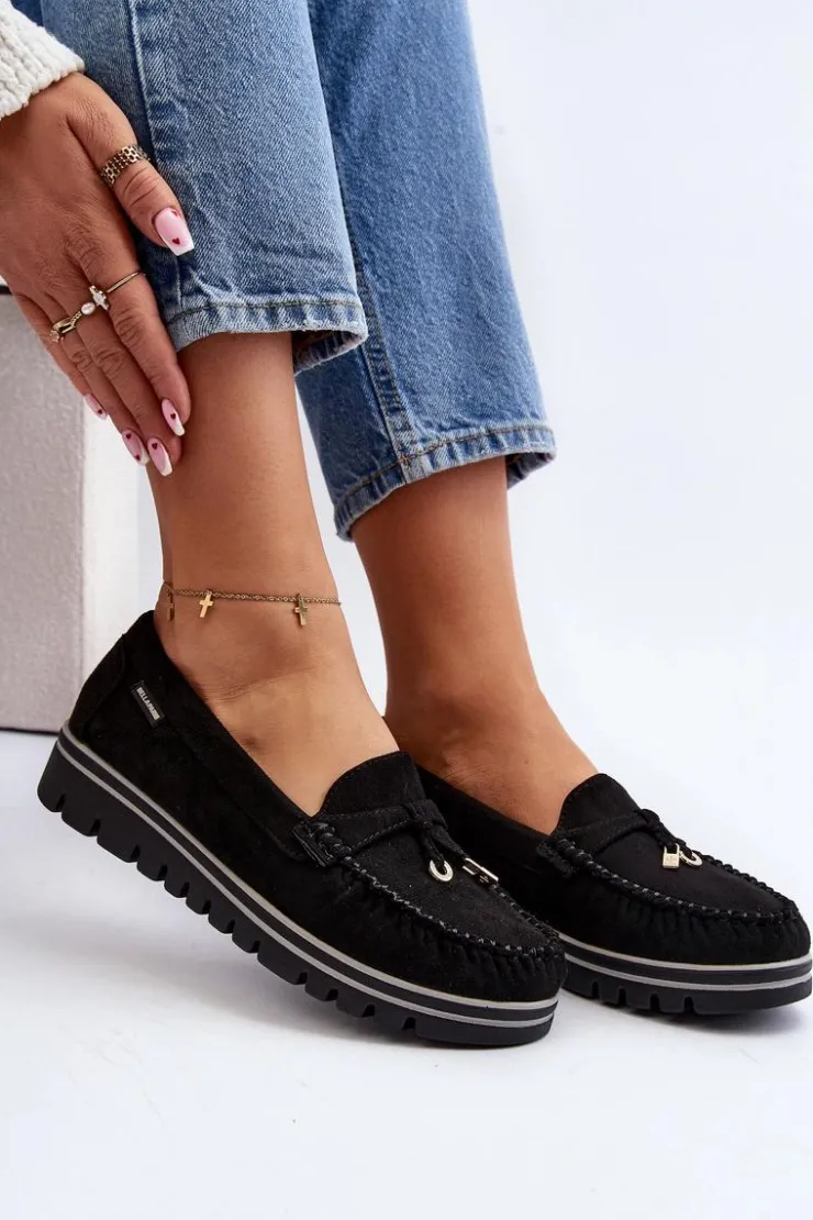 Damskie Boto Mokasyny Damskie Na Platformie Czarne Railav