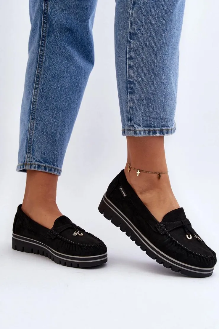 Damskie Boto Mokasyny Damskie Na Platformie Czarne Railav