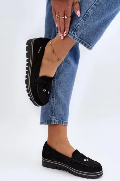 Damskie Boto Mokasyny Damskie Na Platformie Czarne Railav