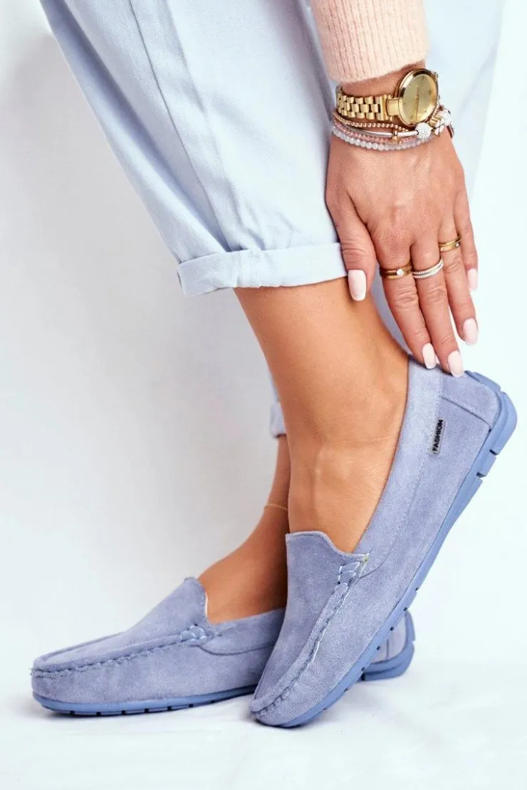 Discount Evento Mokasyny Damskie e Zamszowe Morreno Niebieski