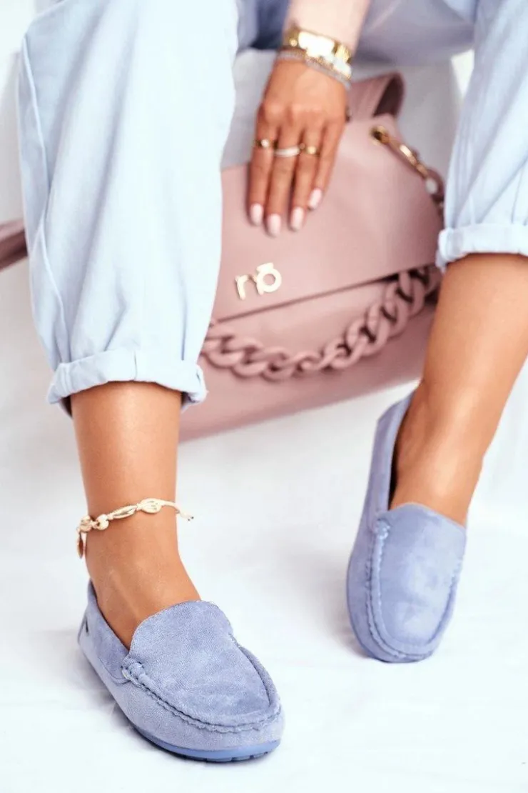 Discount Evento Mokasyny Damskie e Zamszowe Morreno Niebieski