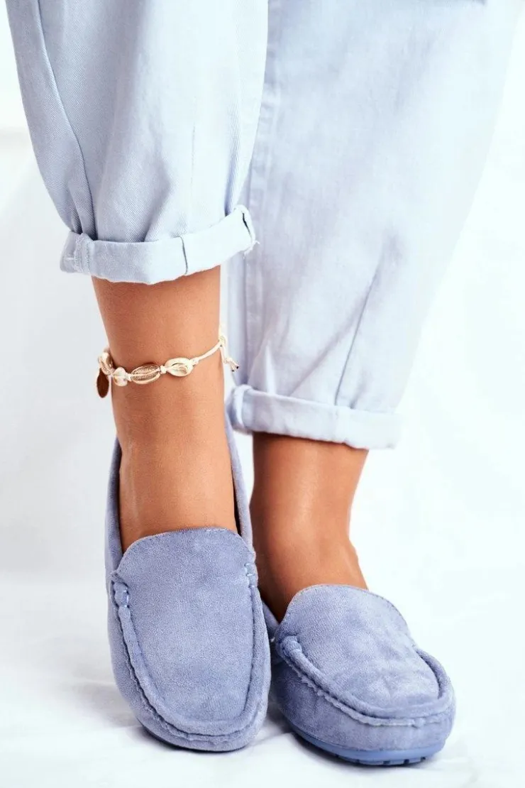 Discount Evento Mokasyny Damskie e Zamszowe Morreno Niebieski