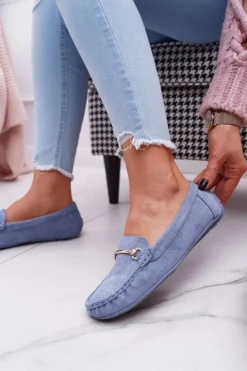 Boto Mokasyny Damskie Zamszowe*Mokasyny Damskie Niebieskie Zamszowe Sonnero