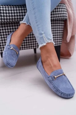 Boto Mokasyny Damskie Zamszowe*Mokasyny Damskie Niebieskie Zamszowe Sonnero