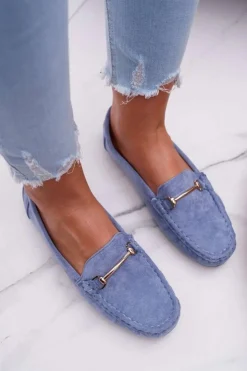 Boto Mokasyny Damskie Zamszowe*Mokasyny Damskie Niebieskie Zamszowe Sonnero