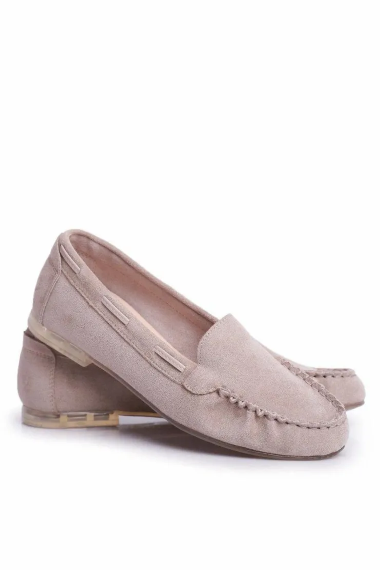 New Buty Sergio Leone Mokasyny Damskie Sergio Leone Zamszowe Beżowe MK722