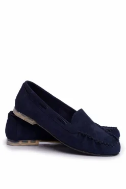 Damskie Buty Sergio Leone Mokasyny Damskie Sergio Leone Zamszowe Granatowe MK722