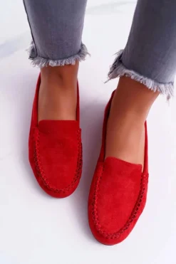 Best Buty Sergio Leone Mokasyny Damskie Sergio Leone Zamszowe Czerwone Winted