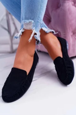 Buty Sergio Leone Mokasyny Damskie Zamszowe*Mokasyny Damskie Sergio Leone Zamszowe Czarne Winted