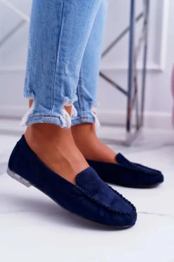 Damskie Buty Sergio Leone Mokasyny Damskie Sergio Leone Zamszowe Granatowe Winted