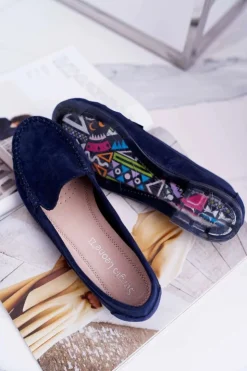 Damskie Buty Sergio Leone Mokasyny Damskie Sergio Leone Zamszowe Granatowe Winted