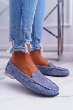 Online Buty Sergio Leone Mokasyny Damskie Sergio Leone Zamszowe Jasnoniebieskie Winted