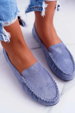 Online Buty Sergio Leone Mokasyny Damskie Sergio Leone Zamszowe Jasnoniebieskie Winted