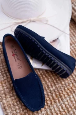 Damskie buty S.Barski Mokasyny Damskie Zamszowe*Mokasyny Damskie Skóra Zamszowa Granatowe Tenzion