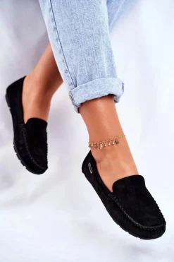 Damskie Buty damskie Vinceza Mokasyny Damskie Skóra Zamsz Czarne Papito