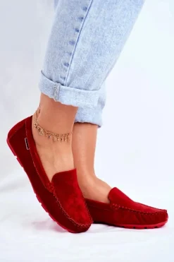 Damskie Buty damskie Vinceza Mokasyny Damskie Skóra Zamsz Czerwone Papito