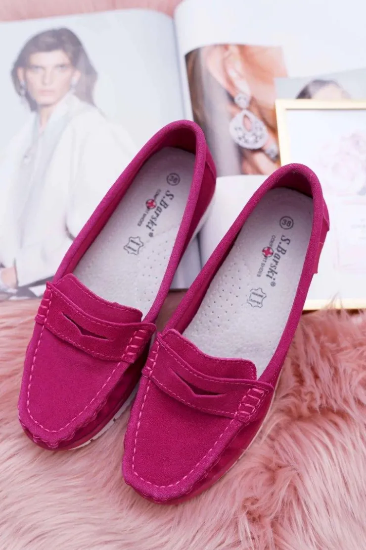Damskie buty S.Barski Mokasyny Damskie Zamszowe*Mokasyny Damskie Skóra Zamszowa Fuksja Lauren
