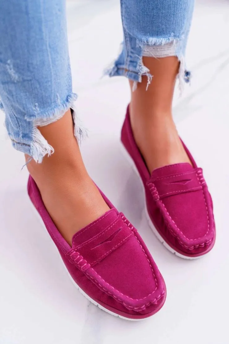 Damskie buty S.Barski Mokasyny Damskie Zamszowe*Mokasyny Damskie Skóra Zamszowa Fuksja Lauren