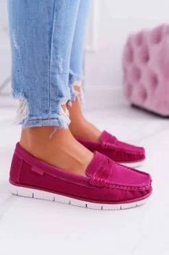 Damskie buty S.Barski Mokasyny Damskie Zamszowe*Mokasyny Damskie Skóra Zamszowa Fuksja Lauren