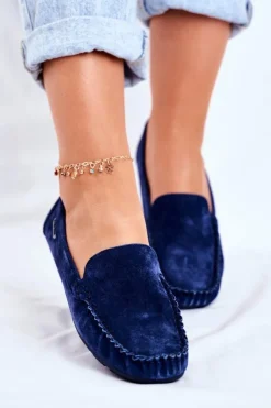 Damskie Buty damskie Vinceza Mokasyny Damskie Skóra Zamsz Niebieskie Papito