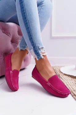 Damskie Damskie buty S.Barski Mokasyny Damskie Skóra Zamszowa Fuksja Tenzion