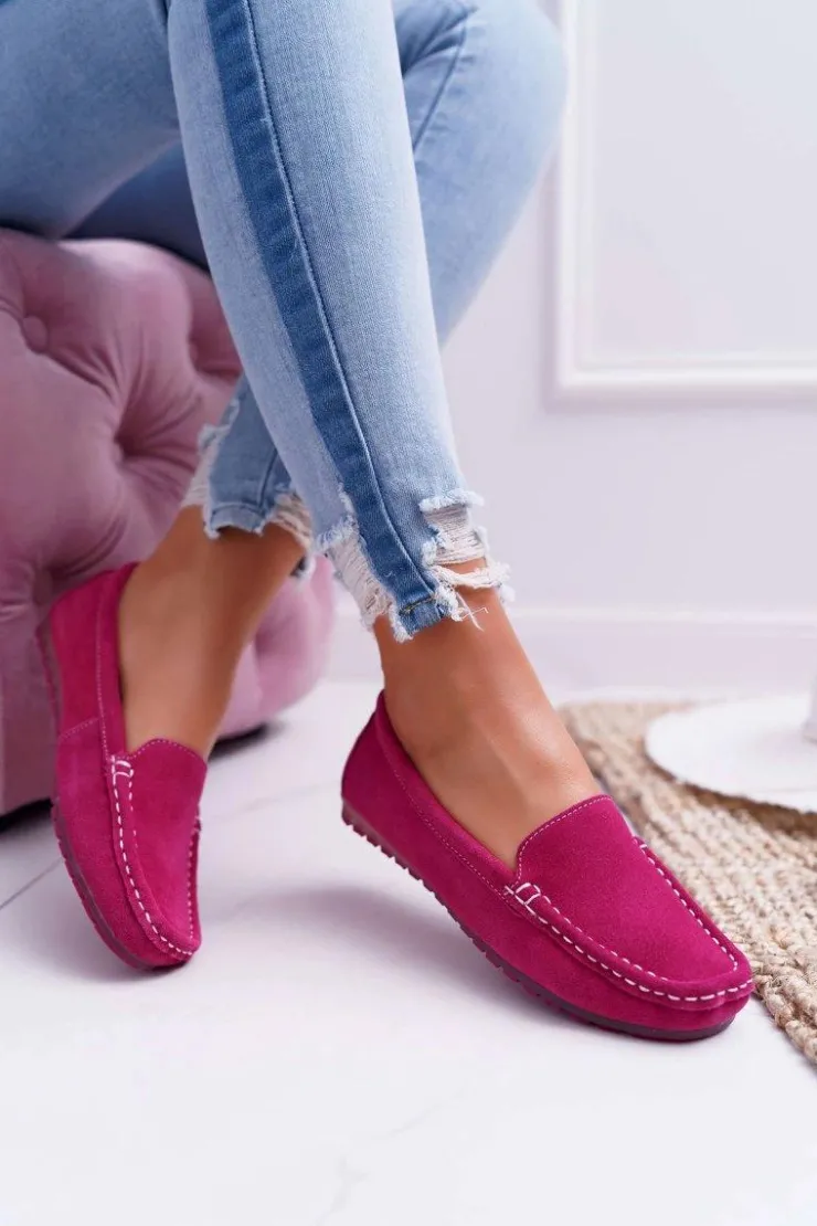 Damskie Damskie buty S.Barski Mokasyny Damskie Skóra Zamszowa Fuksja Tenzion