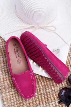 Damskie Damskie buty S.Barski Mokasyny Damskie Skóra Zamszowa Fuksja Tenzion