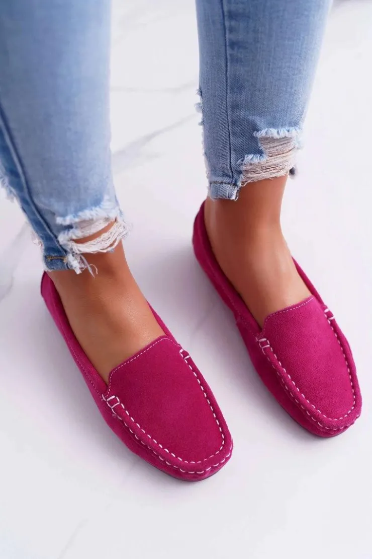 Damskie Damskie buty S.Barski Mokasyny Damskie Skóra Zamszowa Fuksja Tenzion