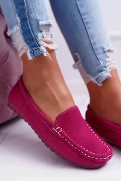 Damskie Damskie buty S.Barski Mokasyny Damskie Skóra Zamszowa Fuksja Tenzion